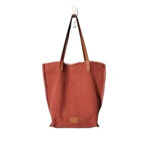 Graf Lantz Hana Cotton Woven Canvas Leather Strap Shoulder Tote Bag Purse